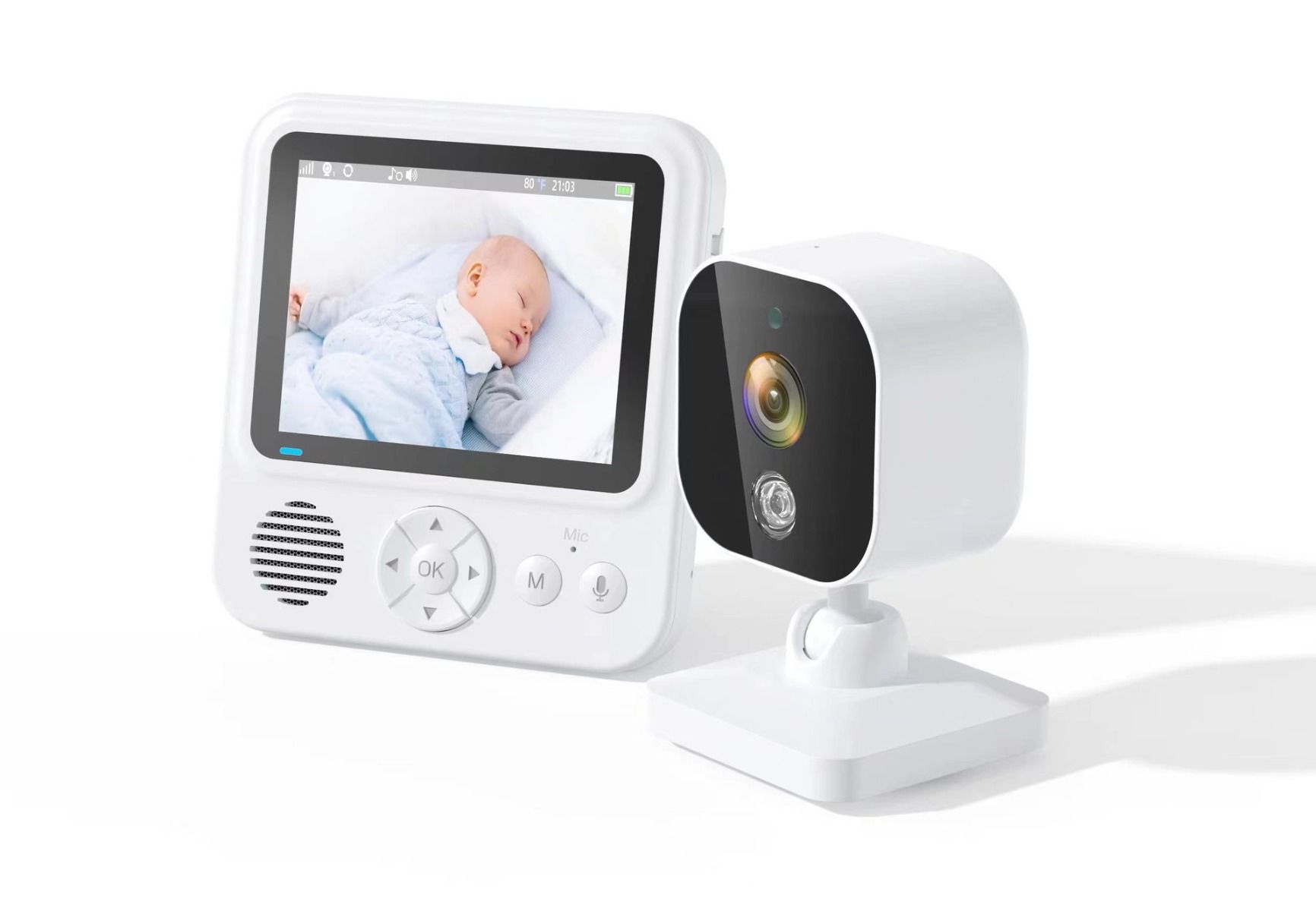 AMB900 babykamera med 2,8 tum LCD display och tvåvägsintercom för babysäkerhet och modern förälder