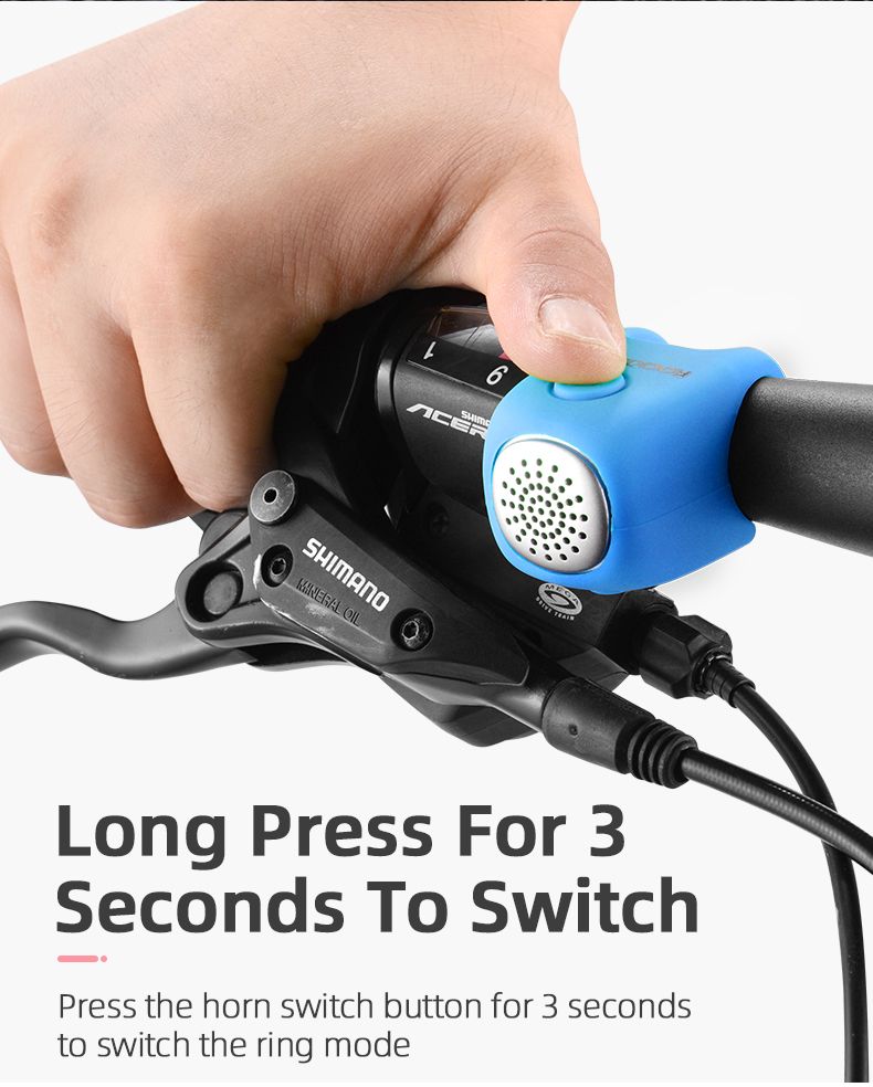 ROCKBROS Elektrisk cykelklocka med 90 dB horn, regnbeständig design, tillbehör för MTB-styre för säker cykling