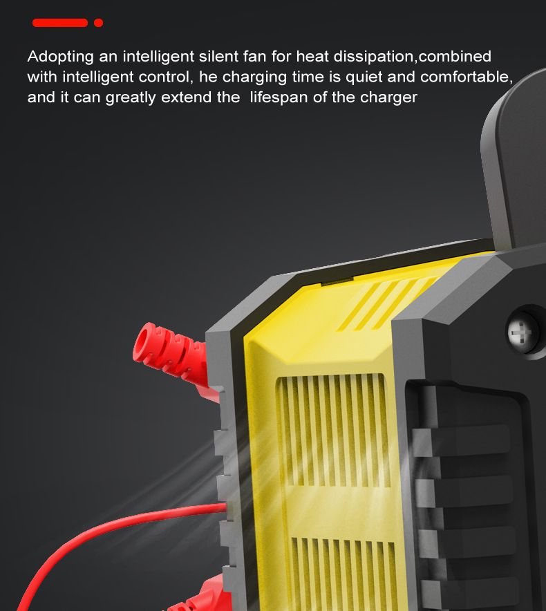 FOXSUR bärbar bilbatteriladdare 12V/24V motorcykel lastbil AGM LiFePO4 automatisk 7-stegs laddning effektivitet