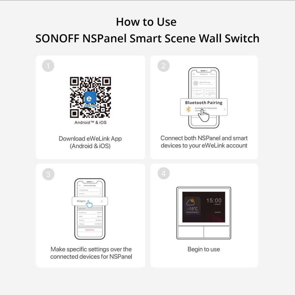 SONOFF NSPanel WiFi Smart Switch EU/US med Pekskärmsgränssnitt för Scenariobaserad Kontroll i Smarta Hem