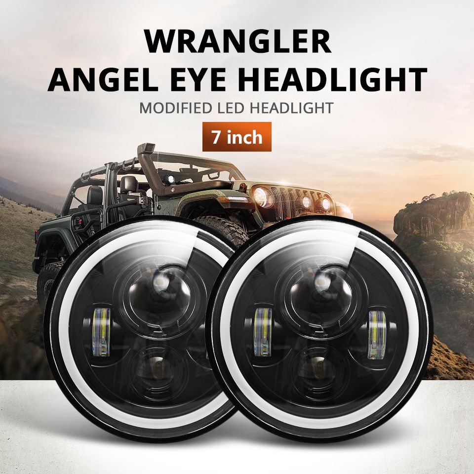 CO LIGHT 7 tums LED-strålkastare H4 DRL för Jeep Wrangler och Lada Niva Väderbeständig multifunktionell halo