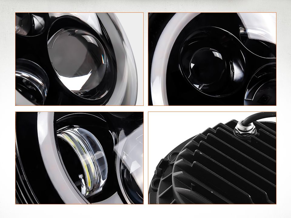 CO LIGHT 7 tums LED-strålkastare H4 DRL för Jeep Wrangler och Lada Niva Väderbeständig multifunktionell halo
