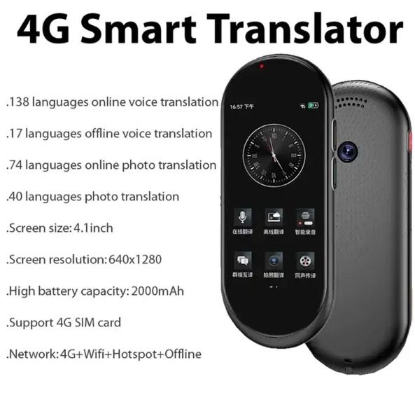A10 Voice Translator med 4,1-tums HD-skärm och 4G SIM för sömlös global kommunikation och språk inlärning