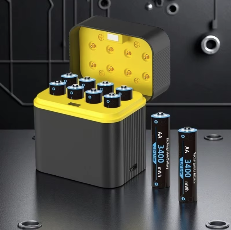 Långvariga Uppsättningsbara AA-batterier Litium med Laddare, 8-pack 1.5V 3000mWh Pilas Recargables för Xbox/Kameror