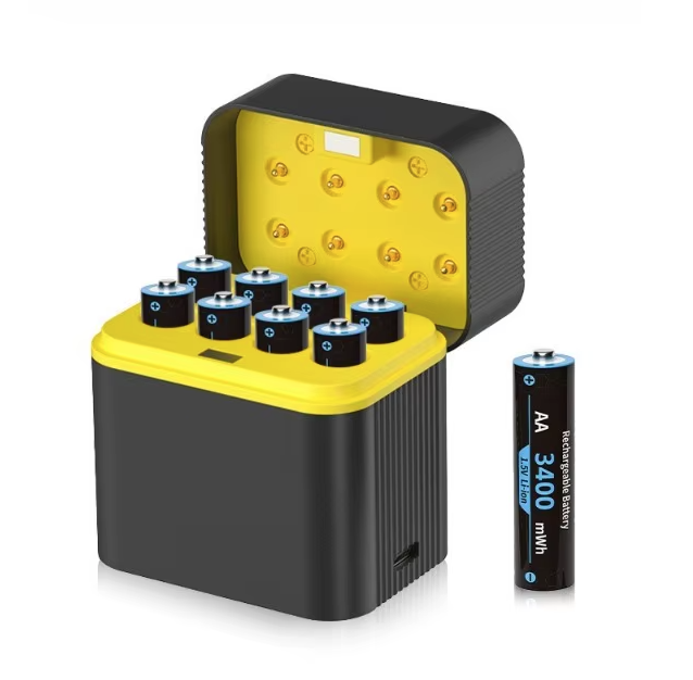 Långvariga Uppsättningsbara AA-batterier Litium med Laddare, 8-pack 1.5V 3000mWh Pilas Recargables för Xbox/Kameror