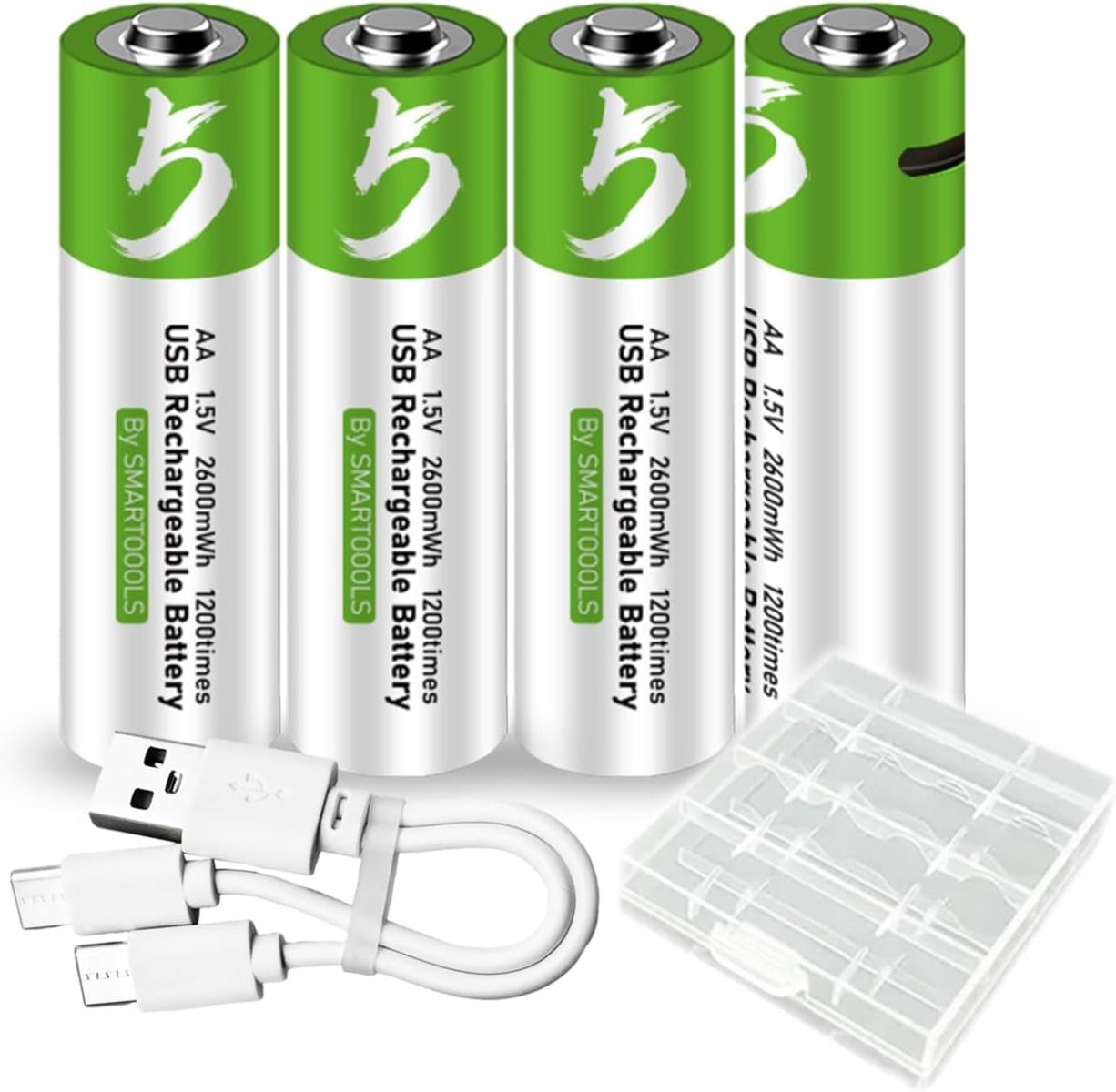 Uppladdningsbara AA-batterier USB-C 2600mWh 1.5V – Hållbara & Kostnadsbesparande!