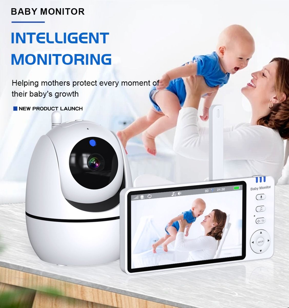 ABM501 Video Babymonitor 5.0 tums LCD 2.4G Trådlös Föräldraskap Säkerhet med Nattvision och Tvåvägs Audio