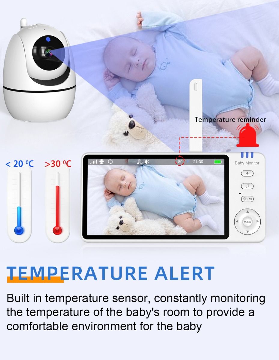ABM501 Video Babymonitor 5.0 tums LCD 2.4G Trådlös Föräldraskap Säkerhet med Nattvision och Tvåvägs Audio
