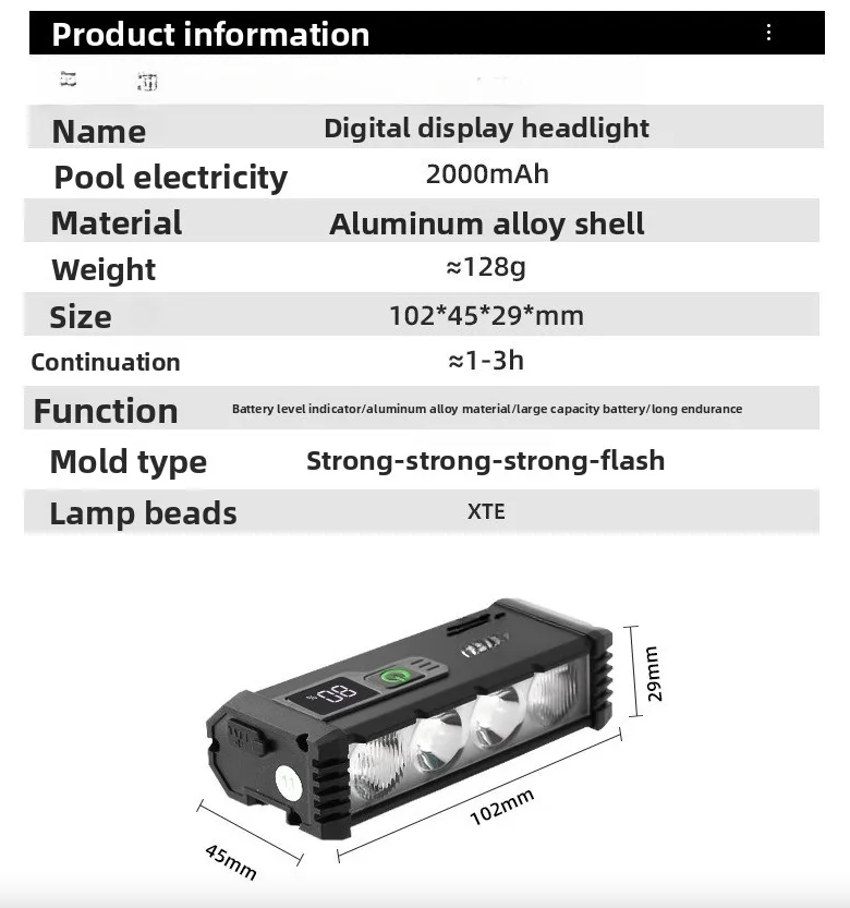 ACRUNU LED Cykellampa USB-C Laddningsbar, Cykel Strålkastare 4000 Lumen, 4 Lägen, Cykelsäkerhet
