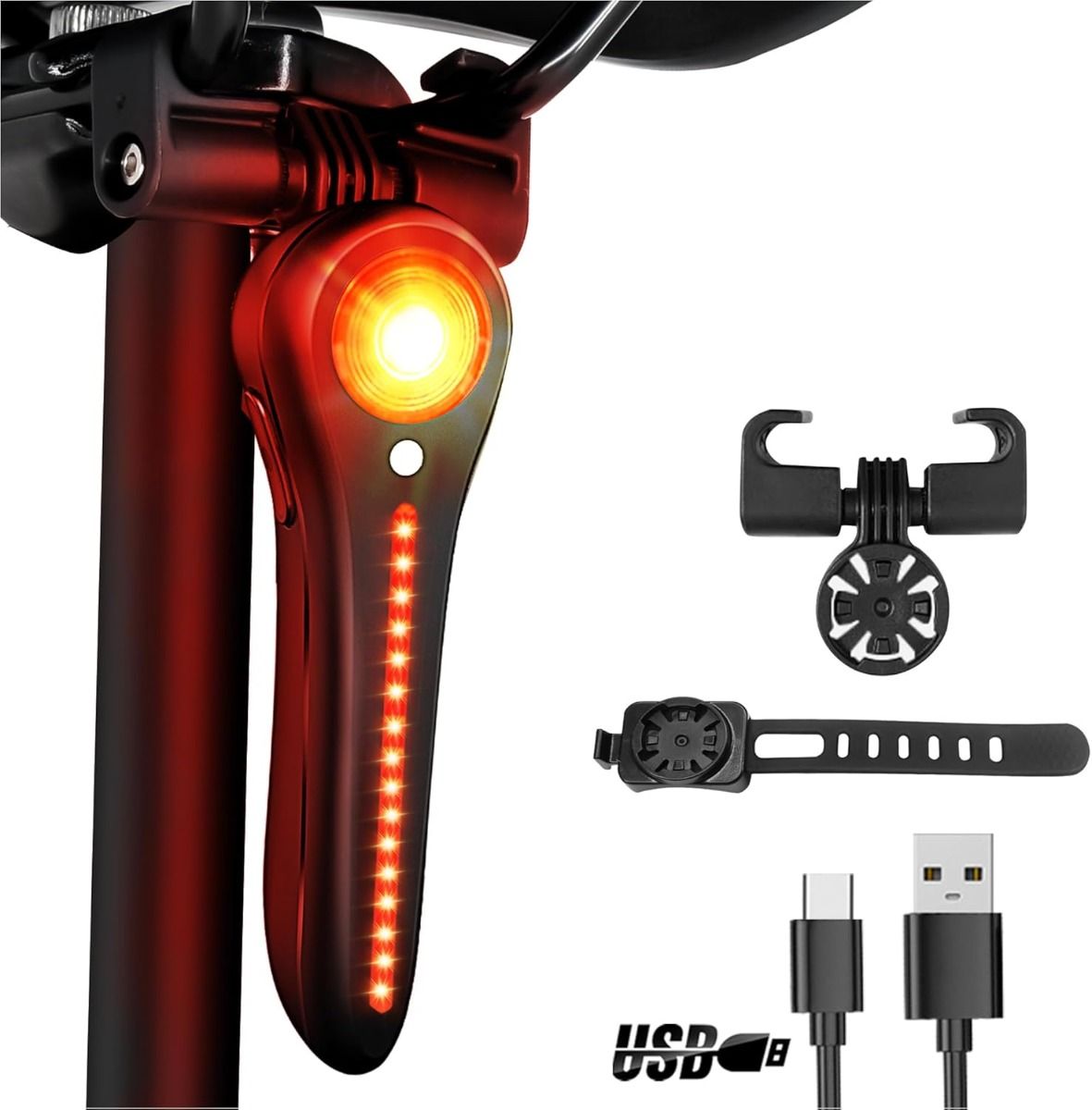 Smart USB-C Cykelbakljus: Super LED baklampa, vattentät & laddbar för säker cykling!