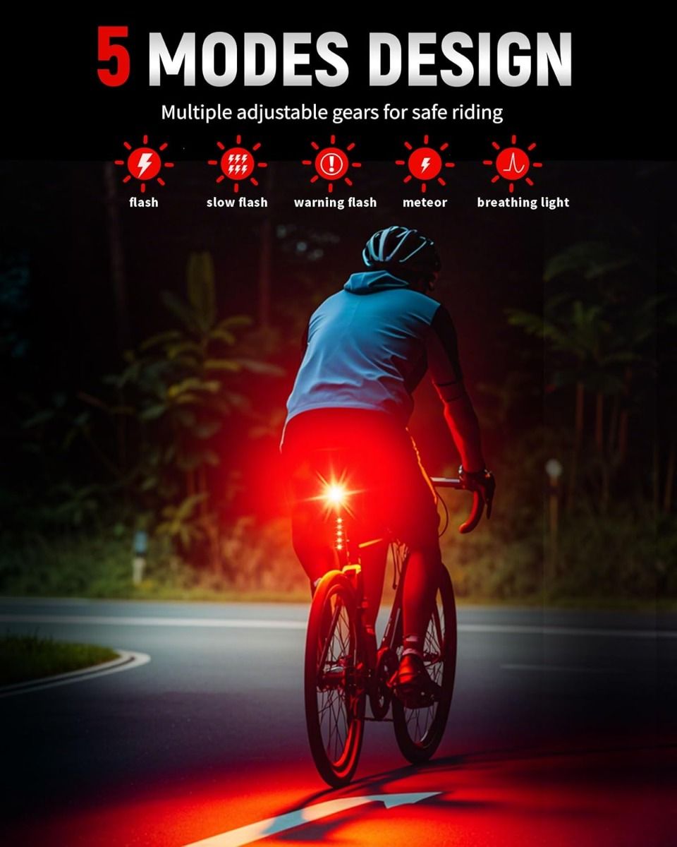 Smart USB-C Cykelbakljus: Super LED baklampa, vattentät & laddbar för säker cykling!