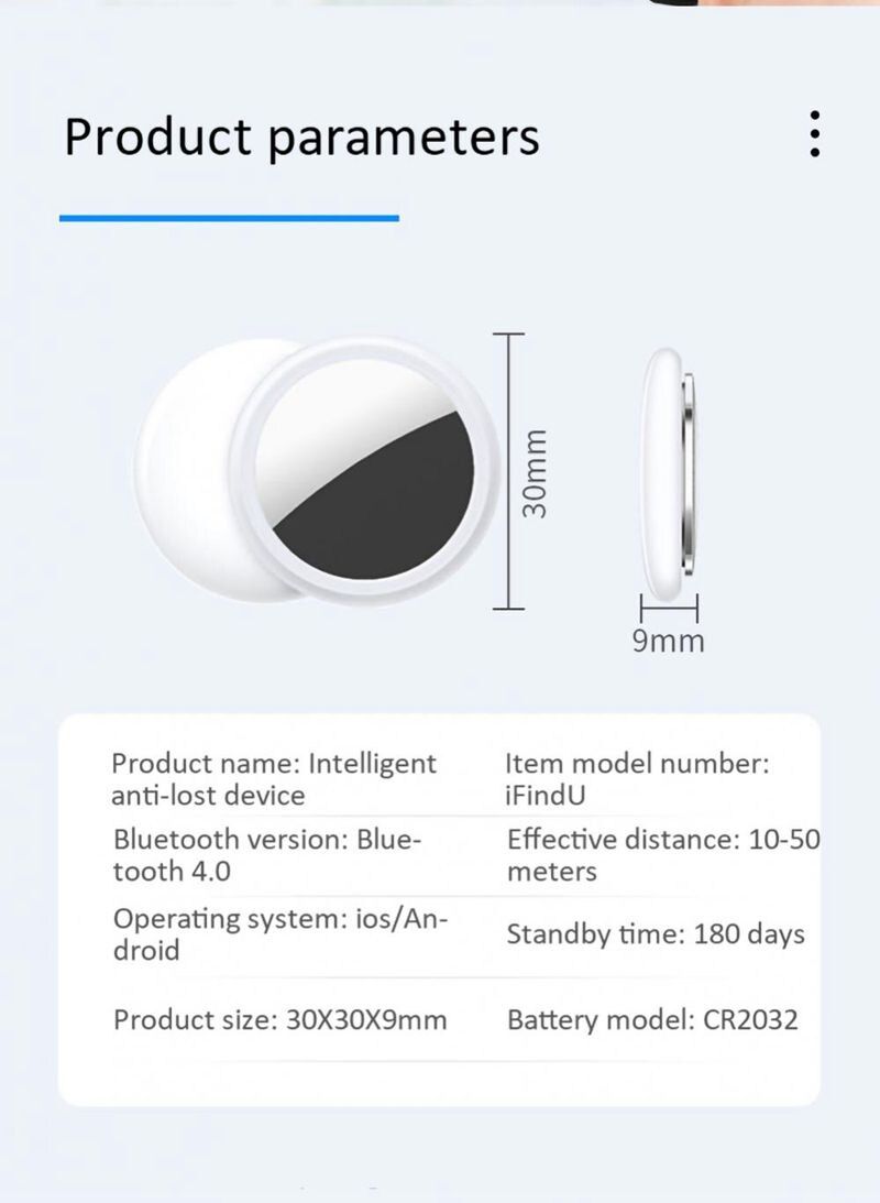 Mini GPS-tracker Bluetooth 4.0 Smart Locator – lättviktig anti-borttappningsenhet för nycklar, husdjur, barn med realtidsplacering