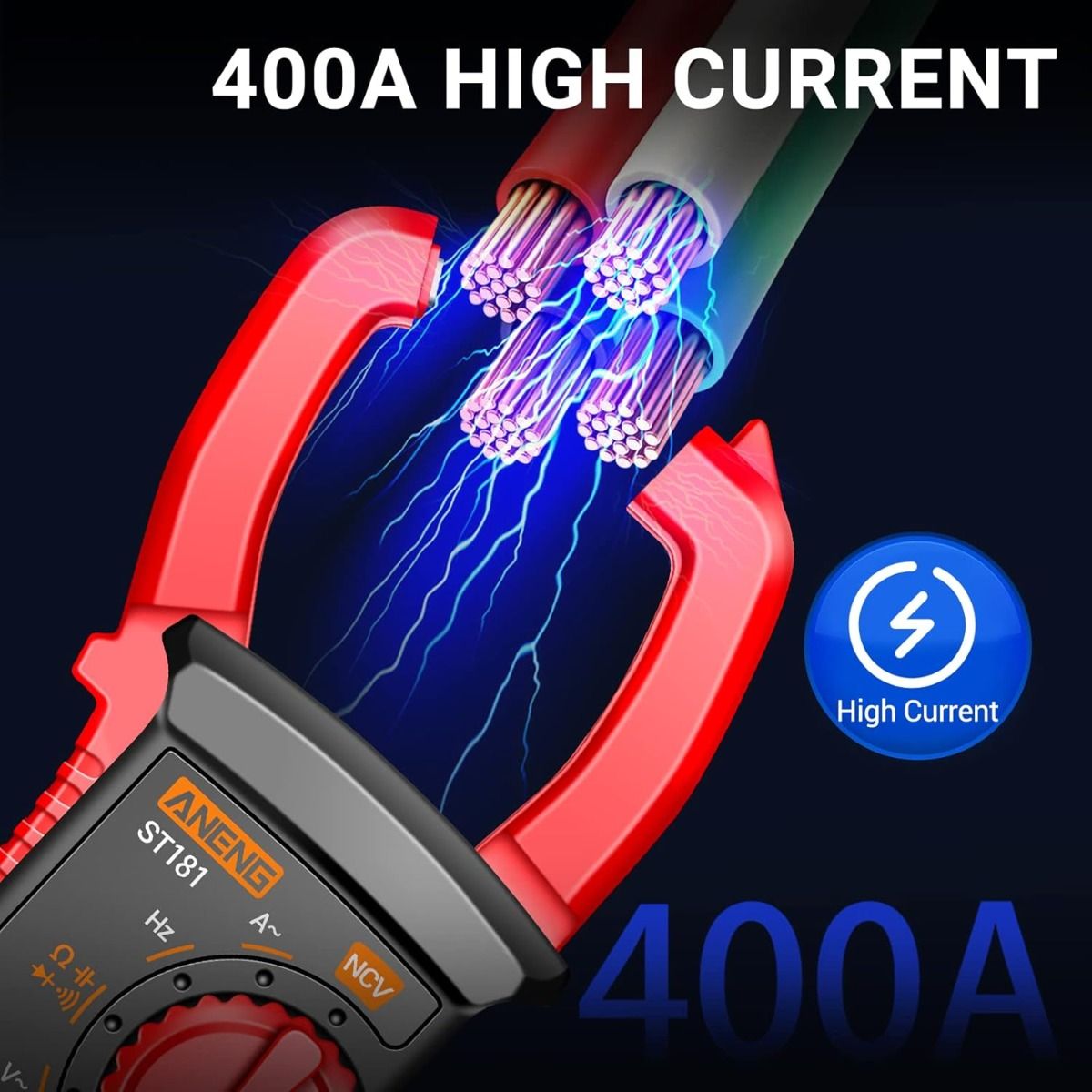 ANENG ST180 Digitalt klämmeter Multimeter Testare 4000 räkningar med NCV Amp Ohm Volt Mäter växelström, växel-/likspänning, kapacitans, resistans, dioder, kontinuitet, frekvens, bakgrundsbelysning Elektrikerverktyg