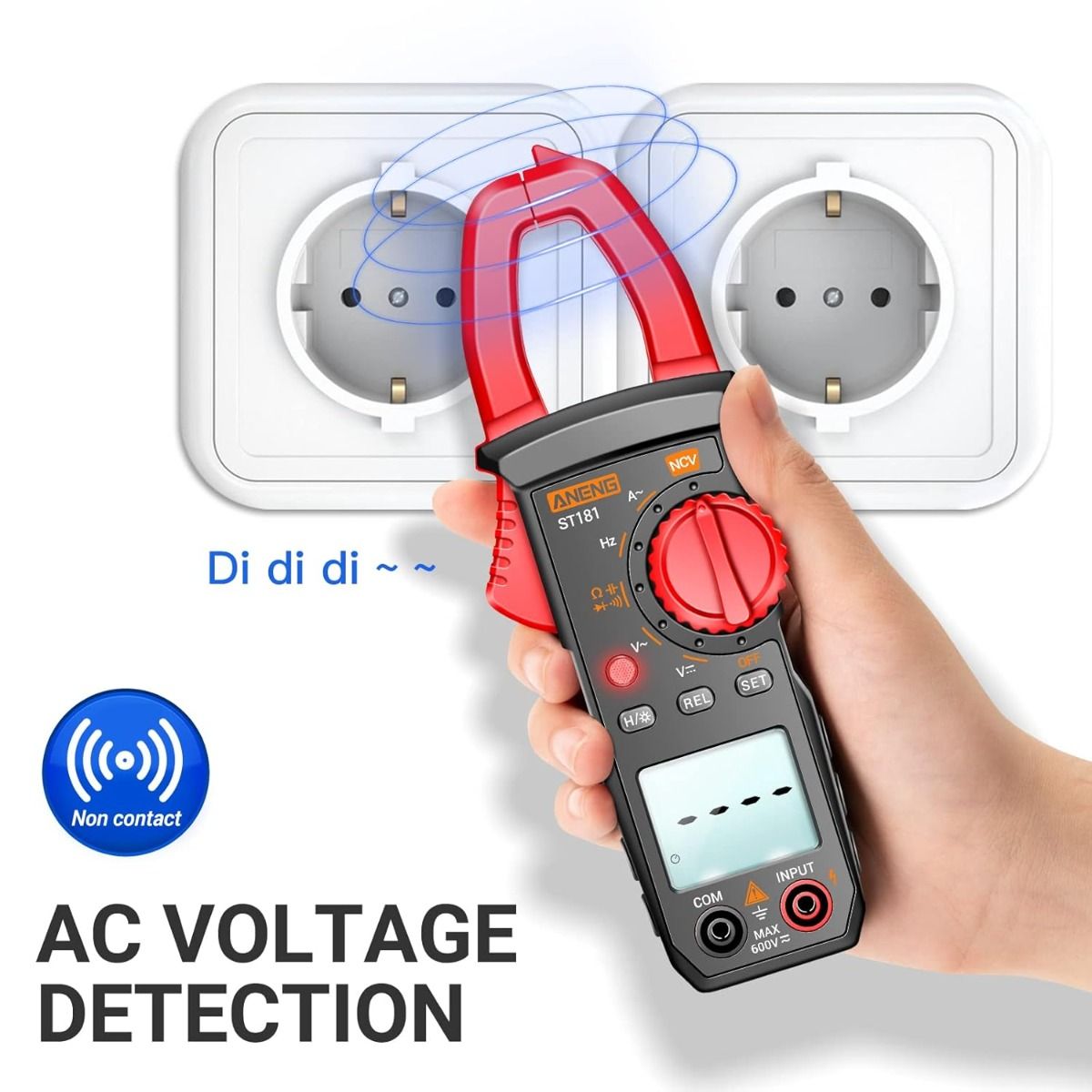 ANENG ST180 Digitalt klämmeter Multimeter Testare 4000 räkningar med NCV Amp Ohm Volt Mäter växelström, växel-/likspänning, kapacitans, resistans, dioder, kontinuitet, frekvens, bakgrundsbelysning Elektrikerverktyg