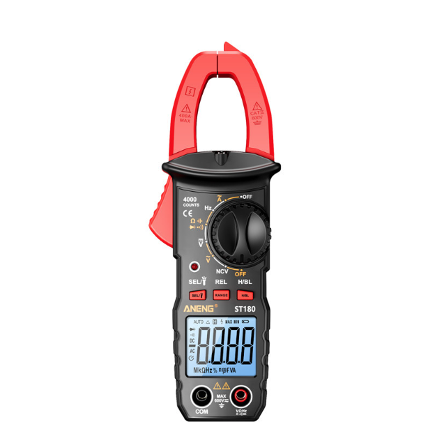ANENG ST180 Digitalt klämmeter Multimeter Testare 4000 räkningar med NCV Amp Ohm Volt Mäter växelström, växel-/likspänning, kapacitans, resistans, dioder, kontinuitet, frekvens, bakgrundsbelysning Elektrikerverktyg