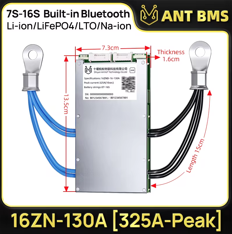 ANT Smart BMS 4S-24S 16S 40A för Lifepo4/Li-ion BMS. Optimalt Elcykel BMS med Bluetooth & balansering.