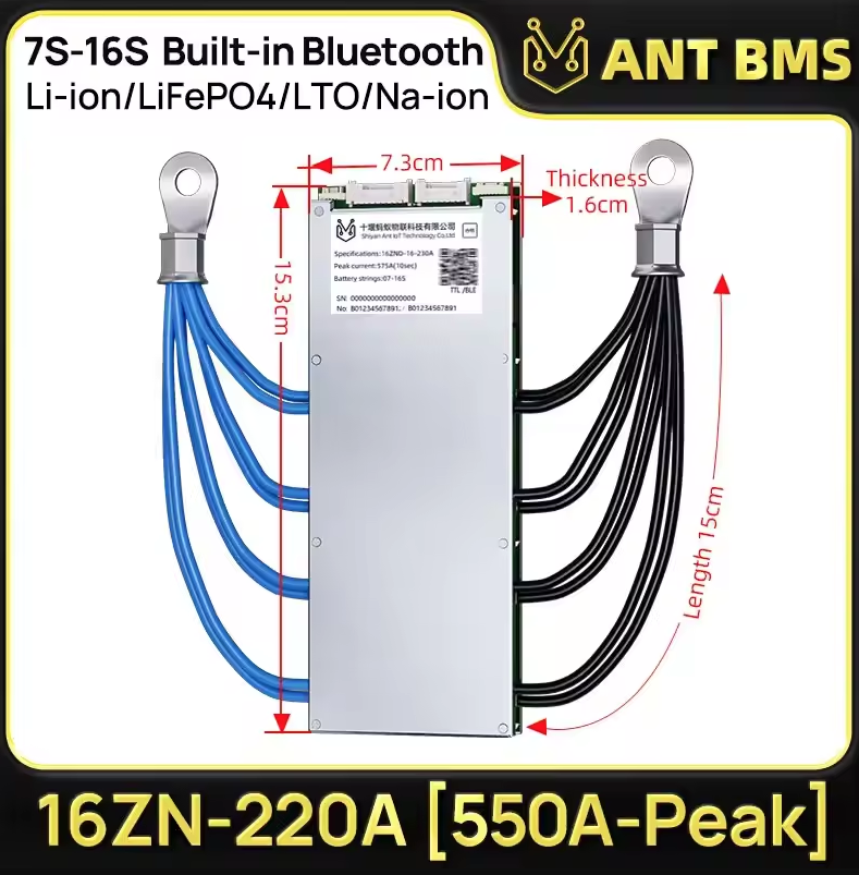 ANT Smart BMS 4S-24S 16S 40A för Lifepo4/Li-ion BMS. Optimalt Elcykel BMS med Bluetooth & balansering.