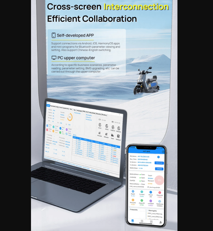 ANT Smart BMS 4S-24S 16S 40A för Lifepo4/Li-ion BMS. Optimalt Elcykel BMS med Bluetooth & balansering.