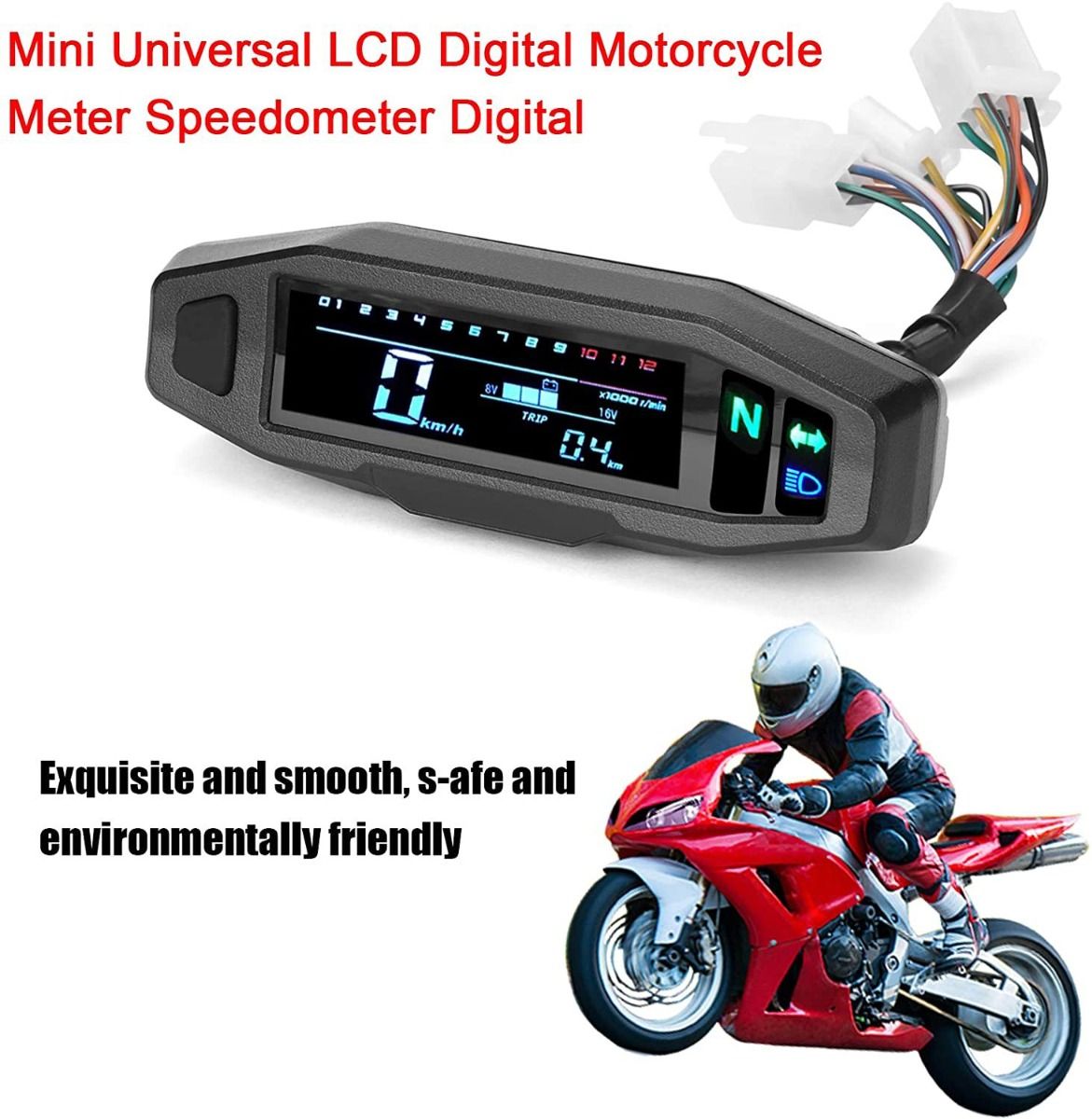 Universal RPM-motorcykelmätare hastighetsmätare digital vägmätare med multifunktionsdisplay och enkel installation