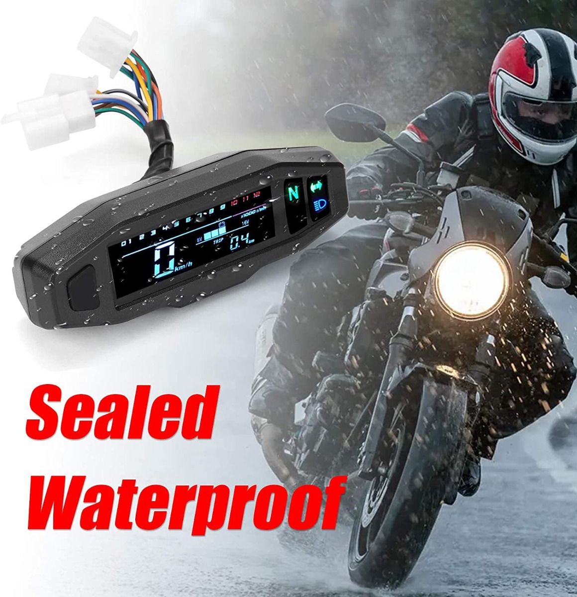 Universal RPM-motorcykelmätare hastighetsmätare digital vägmätare med multifunktionsdisplay och enkel installation