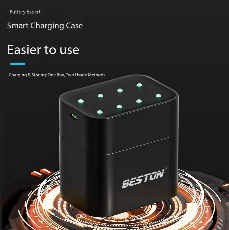 Beston Smart Batteriladdare Set 8 AA 1.5V Litiumbatterier 3600mWh – Snabbladdning, Överladdningsskydd