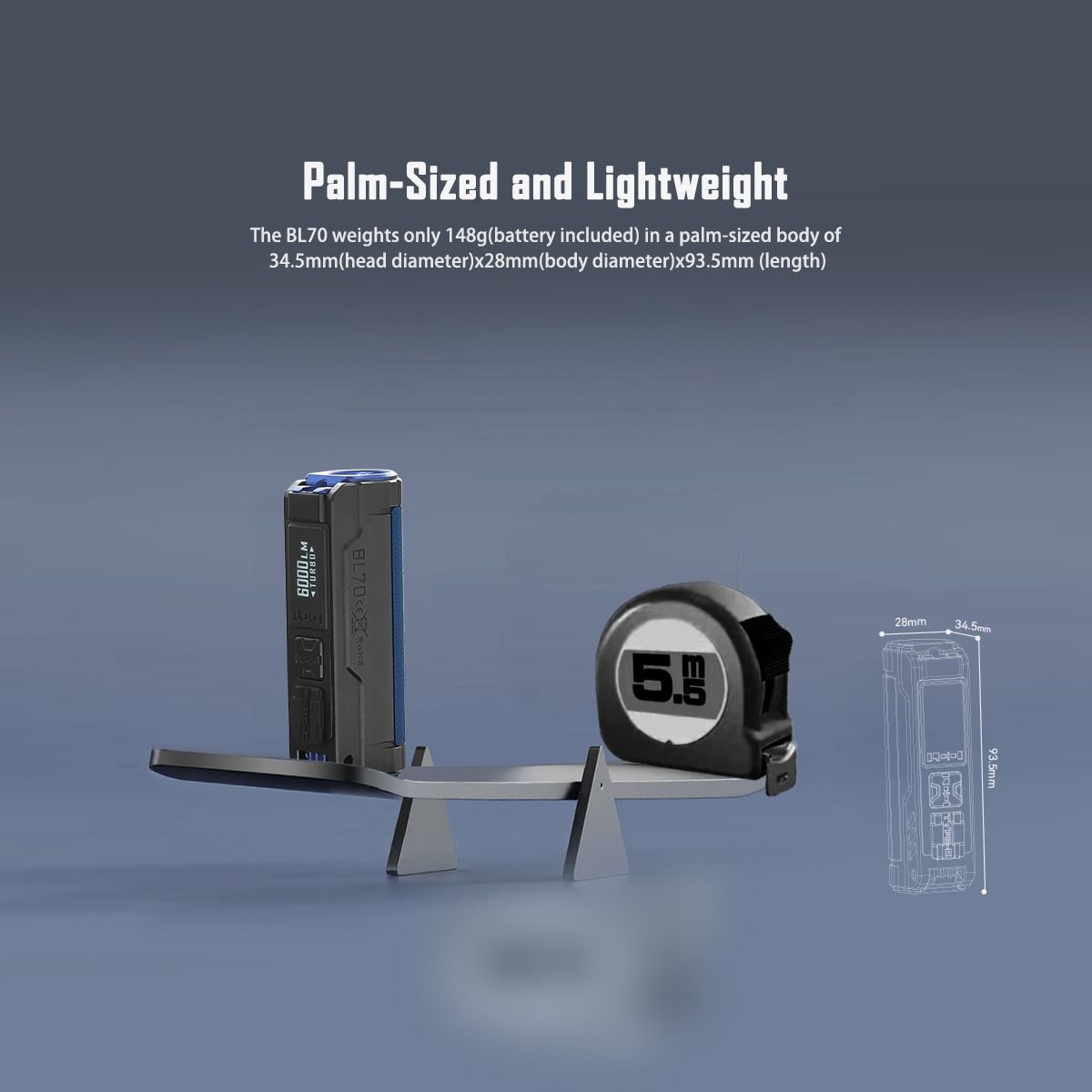 IMALENT BL70 6000 lumen Type-C uppladdningsbar LED EDC-ficklampa