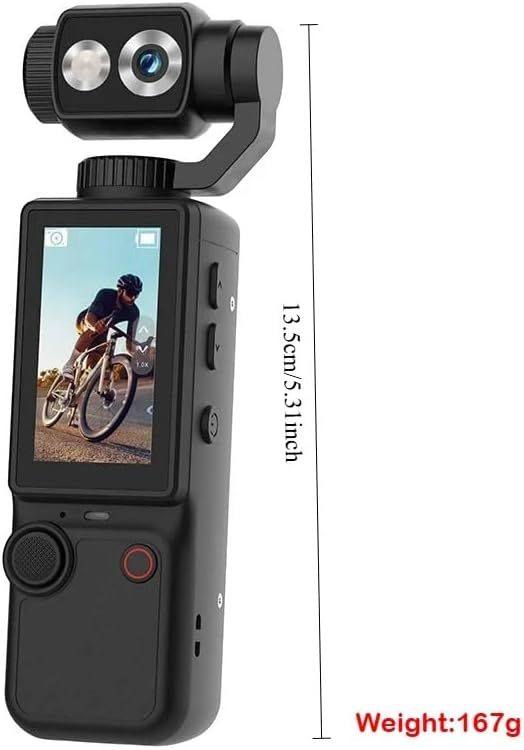Vlogging Camera with 180° Rotating Lens, 4K, WiFi, for Motorcycle