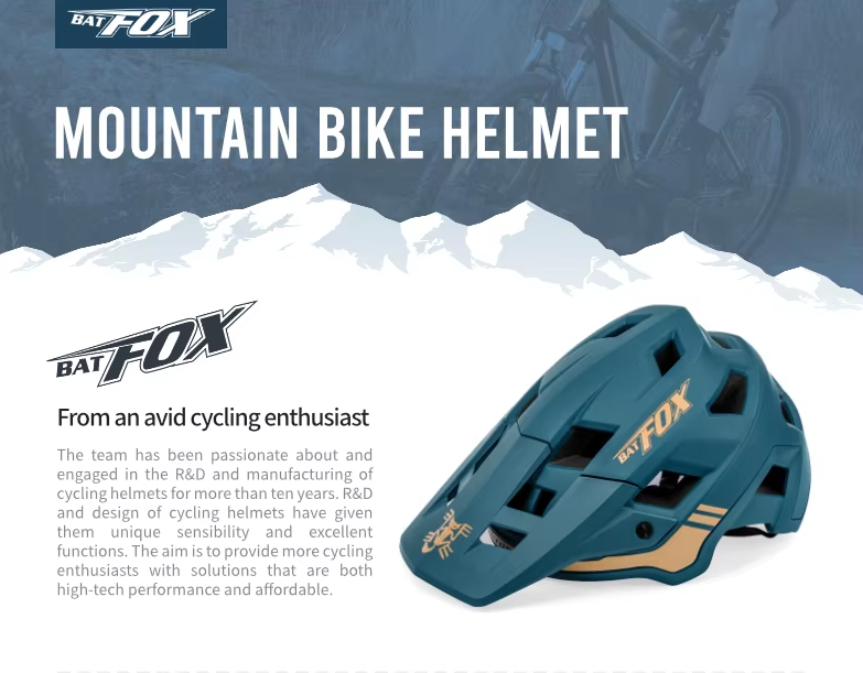 BATFOX Mountainbikehjälm med lättvikts In-Mold-teknik och justerbar passform för vuxna och ungdomar