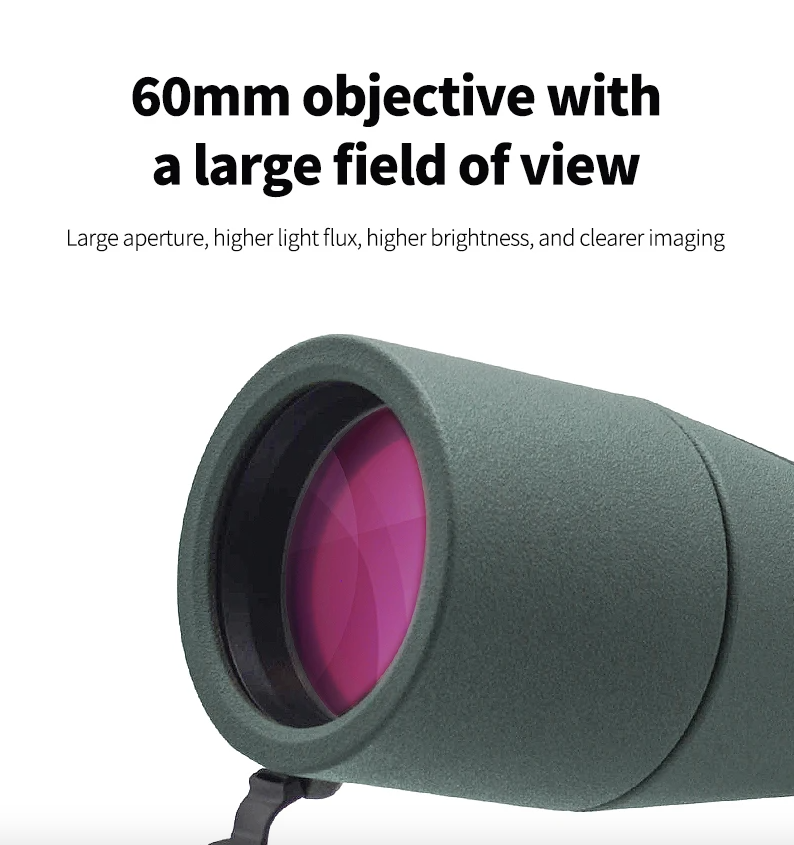 25-75x60 Spottingscope ED-lins | Kraftfullt Monokulärt Teleskop för Fågelskådning & Utomhus | BAK4