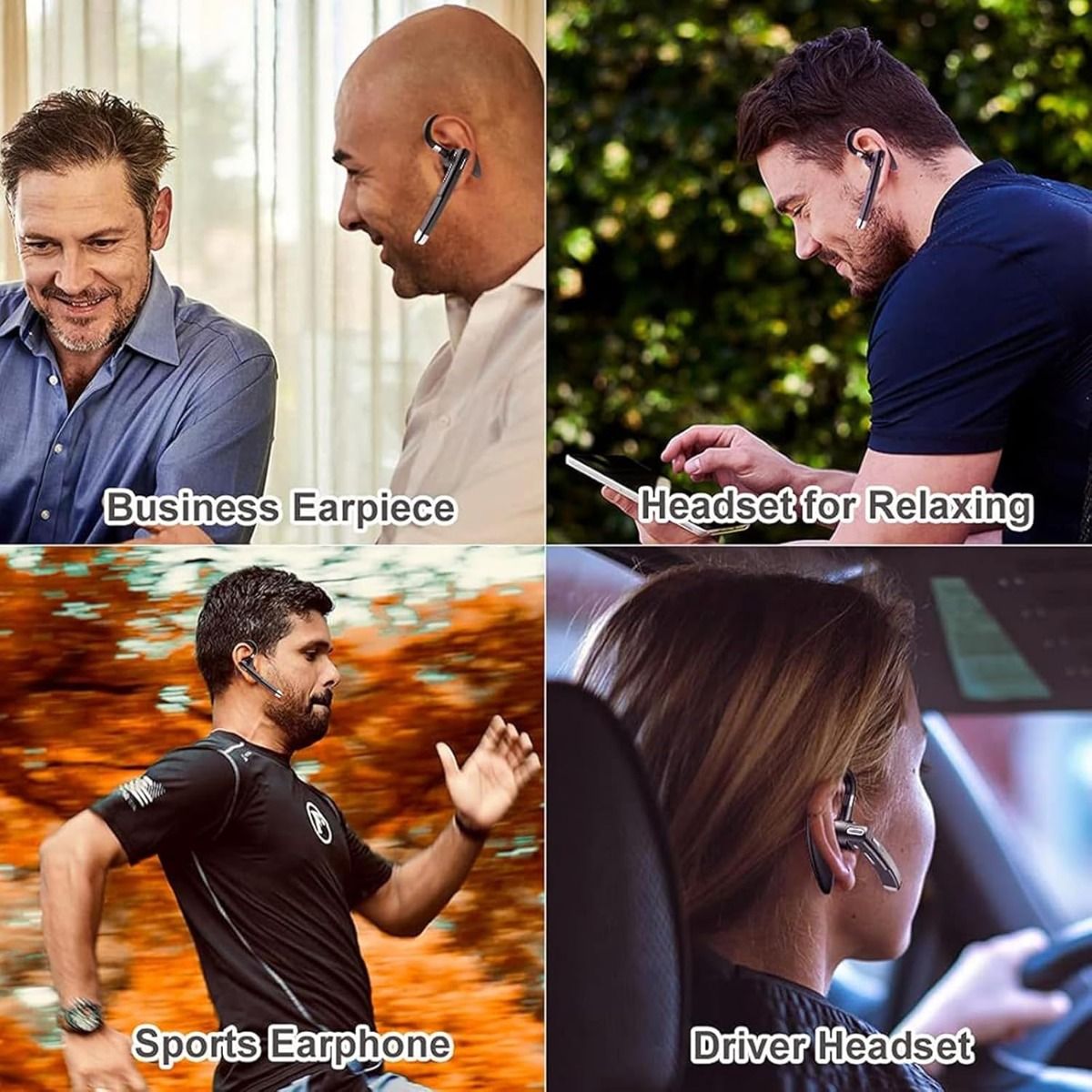 Trådlöst Headset Bluetooth YYK-520 | Företagshörlurar med Mikrofon, Brusreducering & Handsfree Sport