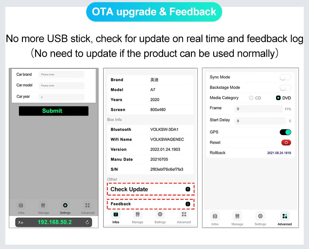 CarlinKit 4.0 trådlös CarPlay för Audi VW Porsche Kia Android Auto Adapter enkel installation kompakta