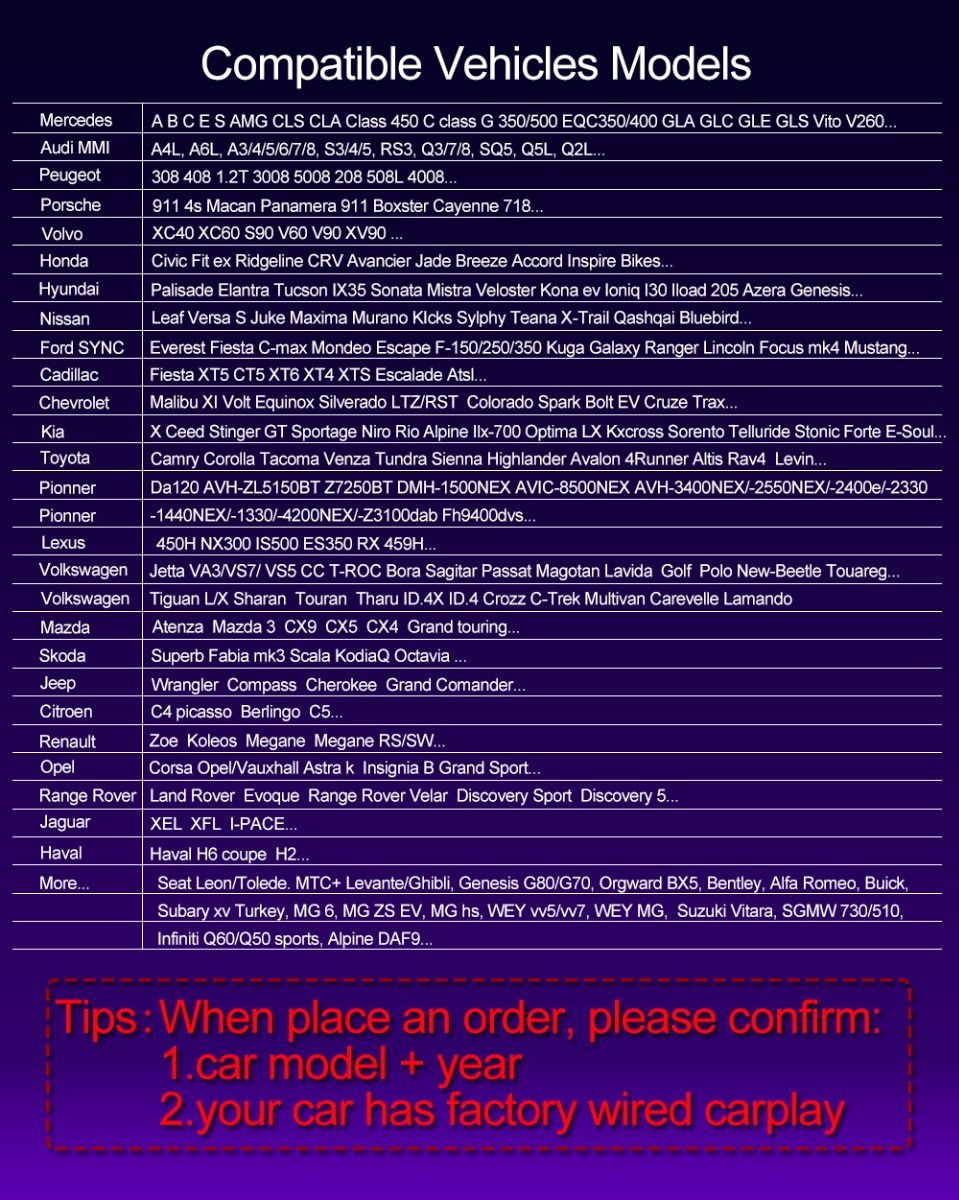 CarlinKit 4.0 trådlös CarPlay för Audi VW Porsche Kia Android Auto Adapter enkel installation kompakta