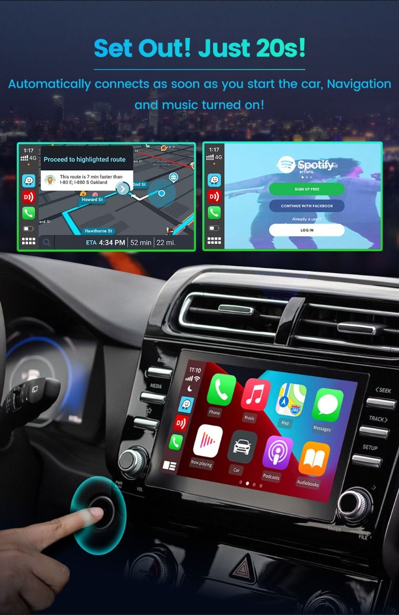 CarlinKit 4.0 trådlös CarPlay för Audi VW Porsche Kia Android Auto Adapter enkel installation kompakta