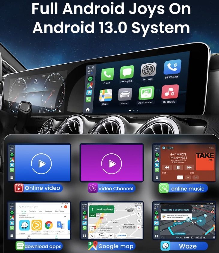 CarlinKit Smart TV Box CarPlay Ai Box Android 13 YouTube Netflix Underhållning för Långa Bilresor