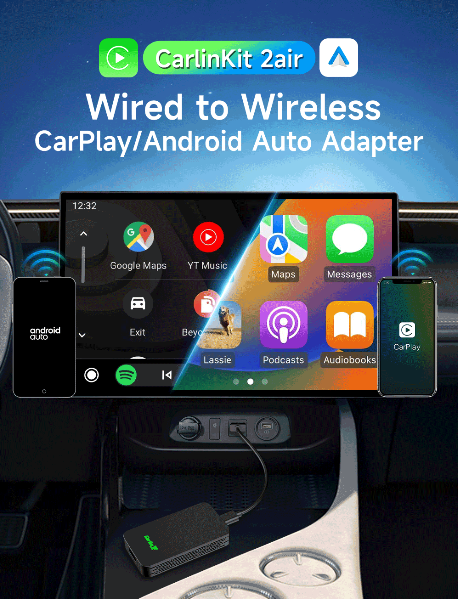 CarlinKit 2air 5.0 CarPlay Trådlös Adapter för iPhone och Android trådlös anslutning och sömlös integration