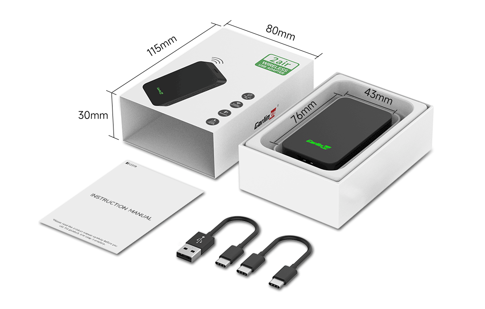 CarlinKit 2air 5.0 CarPlay Trådlös Adapter för iPhone och Android trådlös anslutning och sömlös integration