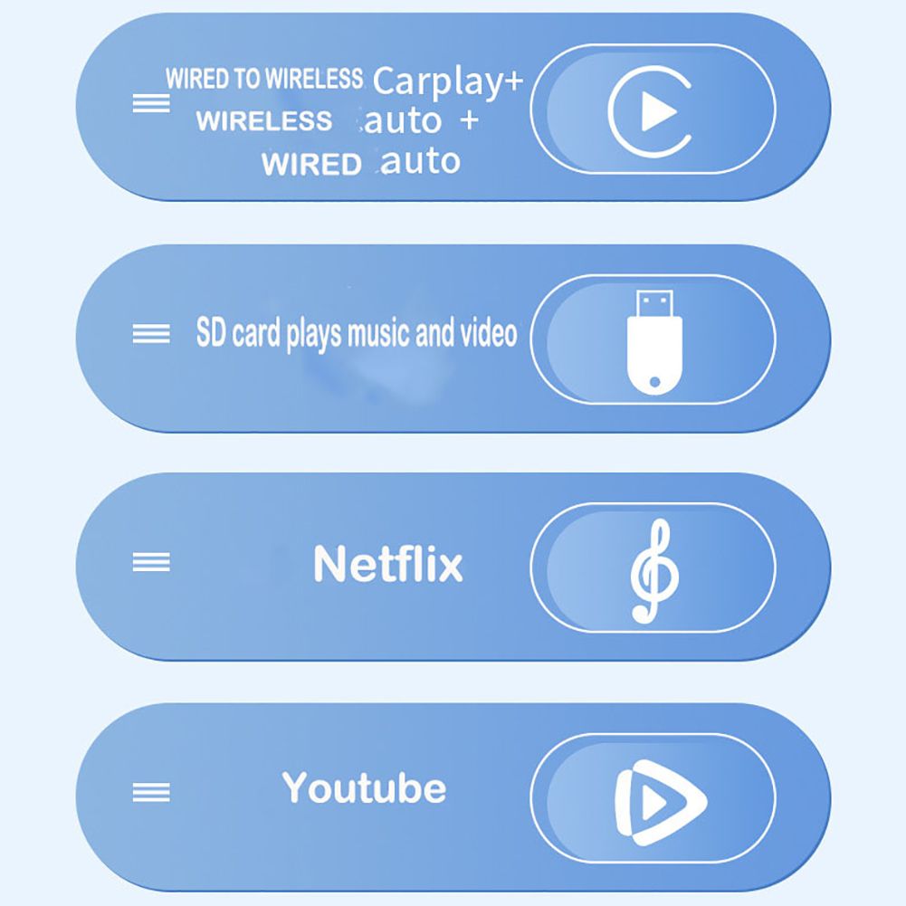 Carplay Box Trådlös Android Auto Adapter med Netflix och YouTube bilaccessoar för underhållning i bilen