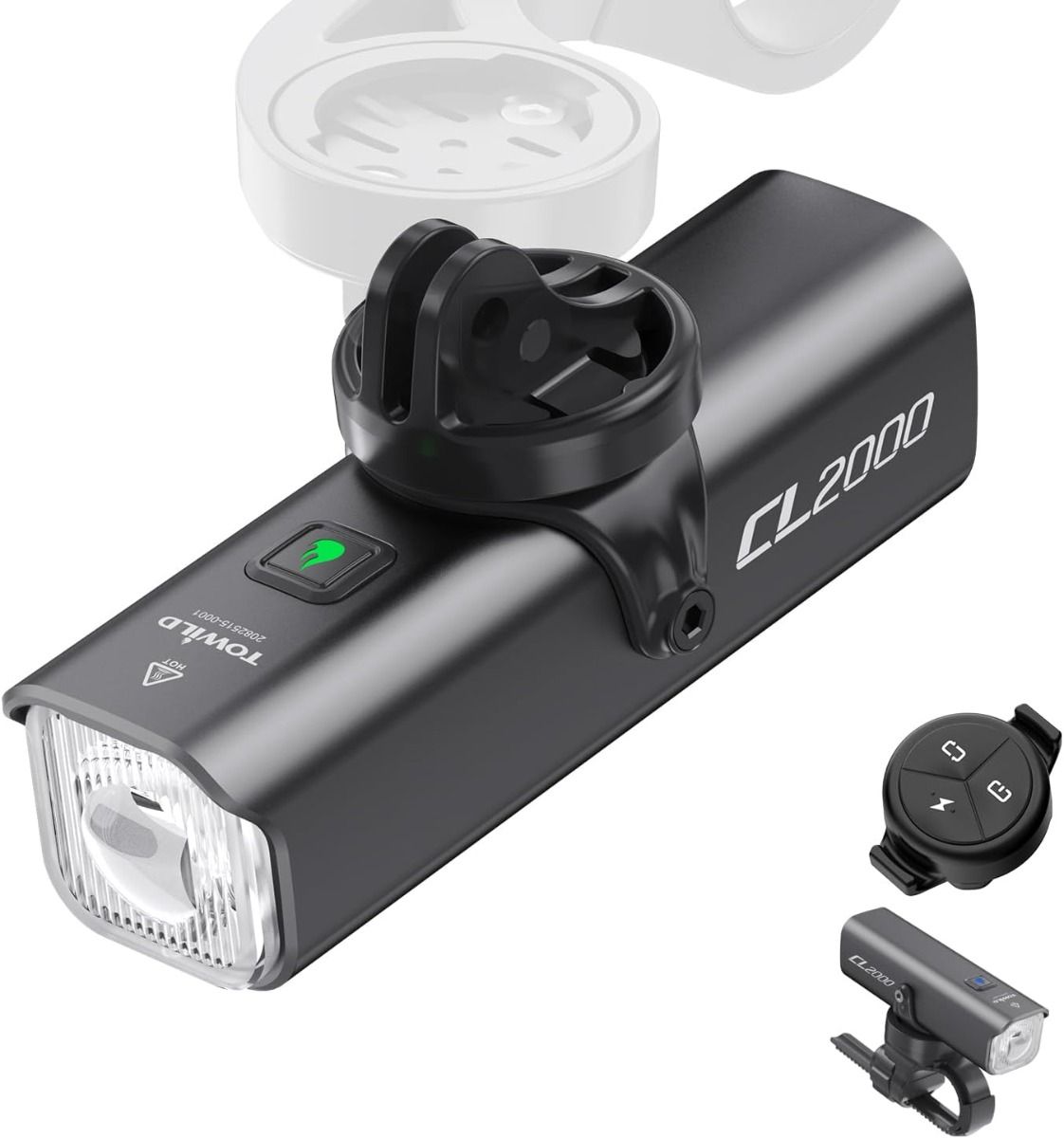 TOWILD CL2000 Cykellampa | 2000 Lumen Superljus, Bländfri & Vattentät för Säker Nattcykling