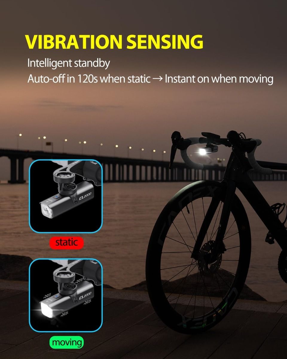 TOWILD CL2000 Cykellampa | 2000 Lumen Superljus, Bländfri & Vattentät för Säker Nattcykling