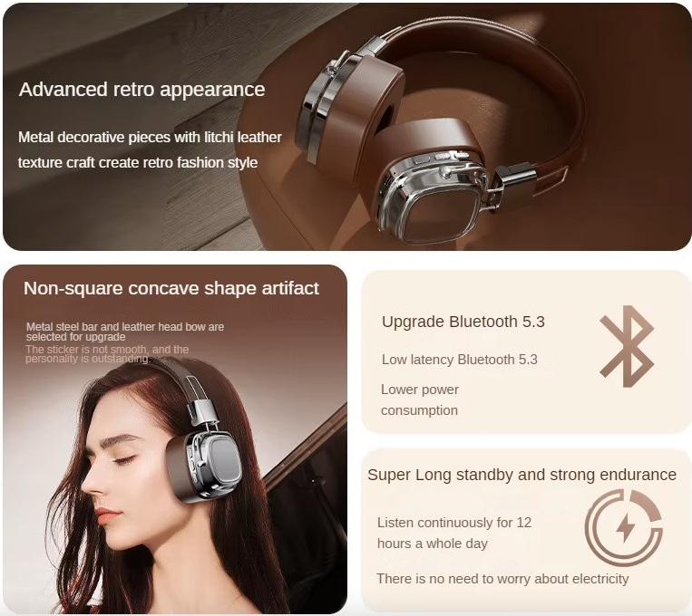 Major III Huvudmonterade trådlösa Bluetooth-hörlurar med dubbla mikrofoner och ENC för kristallklara samtal