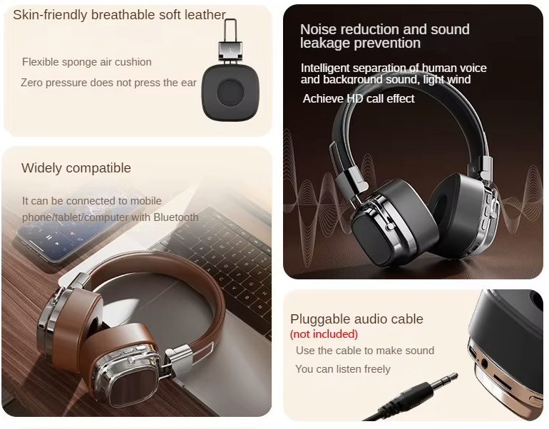 Major III Huvudmonterade trådlösa Bluetooth-hörlurar med dubbla mikrofoner och ENC för kristallklara samtal