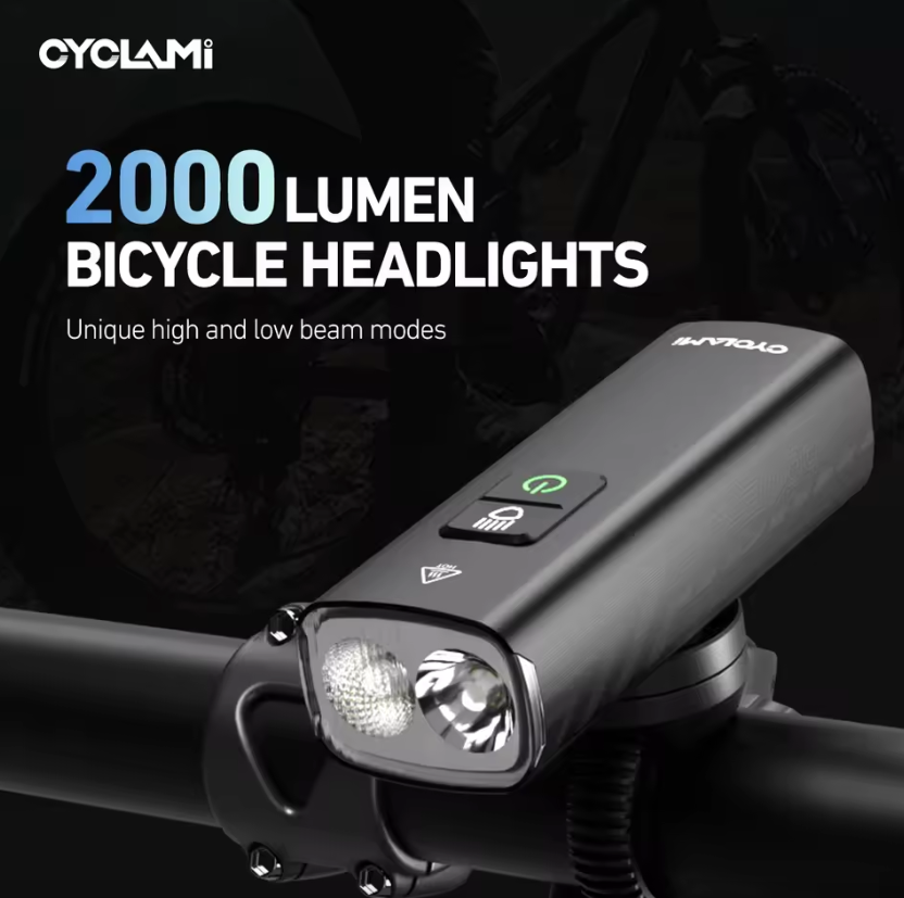 CYCLAMI BR2000 Cykelframlampa för MTB & Landsvägscykel - Typ-C, 2000 Lumen, Max Säkerhet