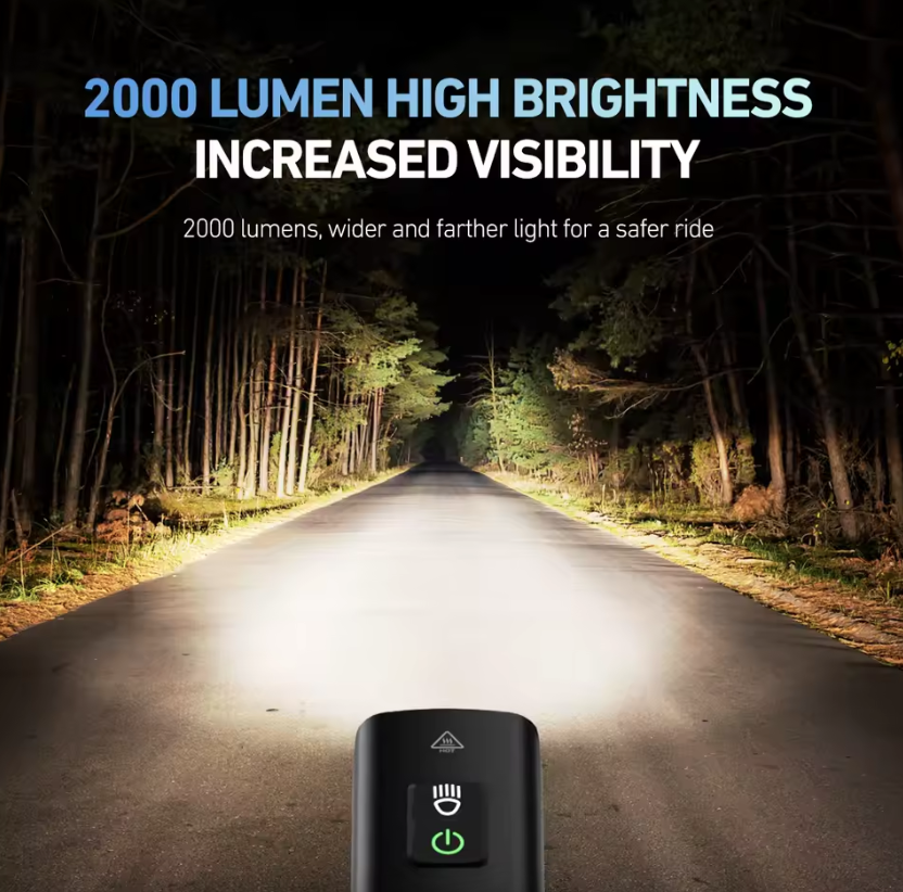 CYCLAMI BR2000 Cykelframlampa för MTB & Landsvägscykel - Typ-C, 2000 Lumen, Max Säkerhet