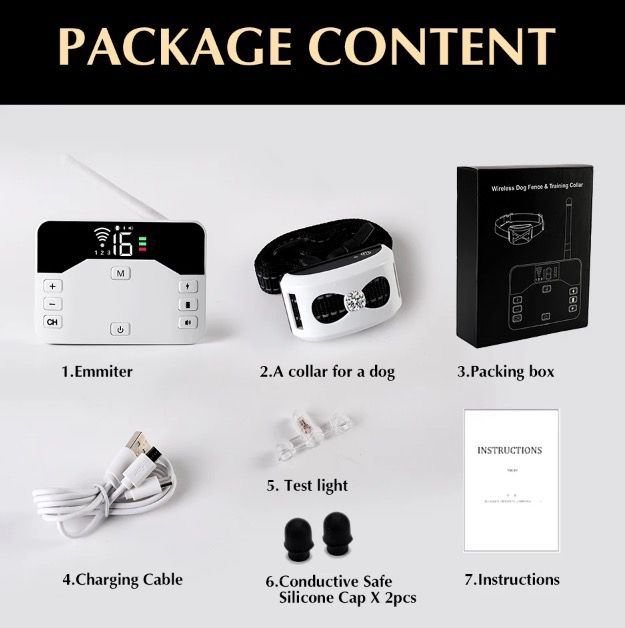 Trådlöst elektroniskt hundstängselsystem och fjärrträningshalsband för säker hundträning och husdjursgränser