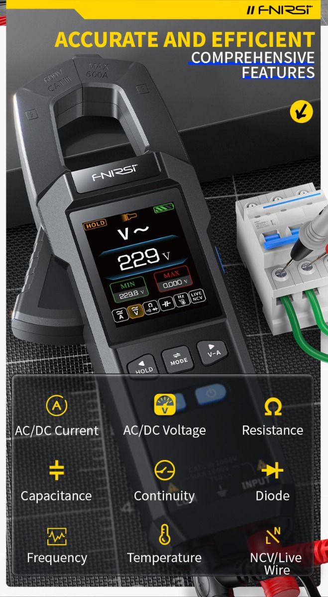 FNIRSI DMC-100 Klämmultimeter: Intelligent & Automatisk för Precisa Eltestningar.