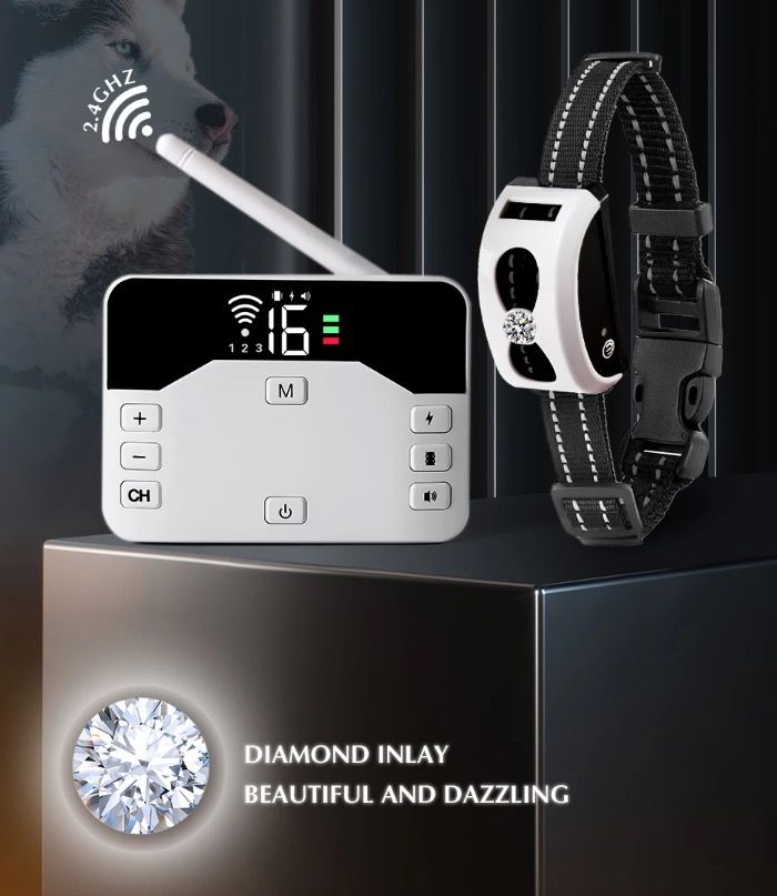 Trådlöst elektroniskt hundstängselsystem och fjärrträningshalsband för säker hundträning och husdjursgränser