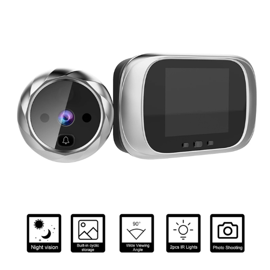 Digital Dörrvisare Kamera Dörrklocka – 2,8" Nattseende LCD Skärm, Fotofotografering, Hemövervakning