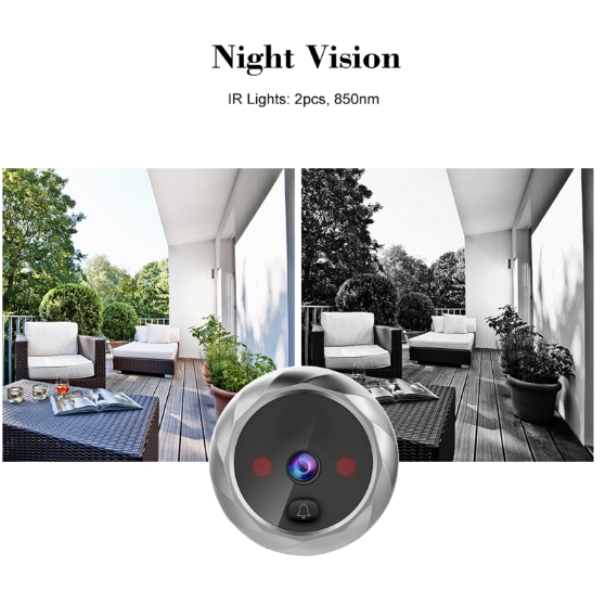 Digital Dörrvisare Kamera Dörrklocka – 2,8" Nattseende LCD Skärm, Fotofotografering, Hemövervakning