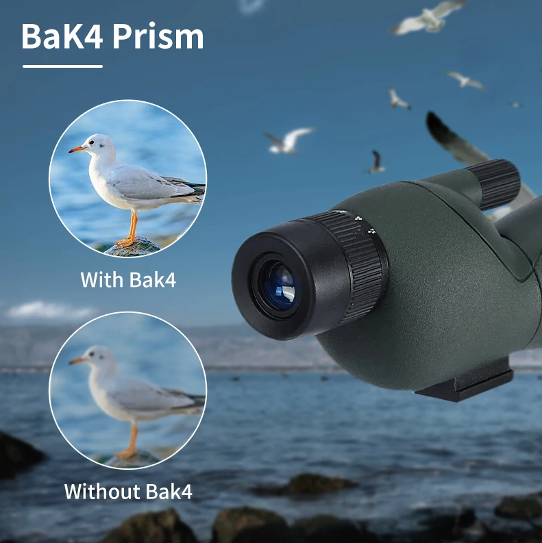 25-75x60 Spottingscope ED-lins | Kraftfullt Monokulärt Teleskop för Fågelskådning & Utomhus | BAK4