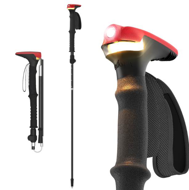 GUITORCH Trail Back Trekkingstavar – Lätta med LED-ljus för säker vandring & friluftsliv